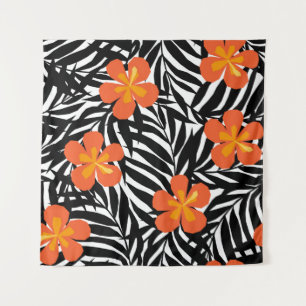 Tropical palm leaves, vintage applique style. tapestry