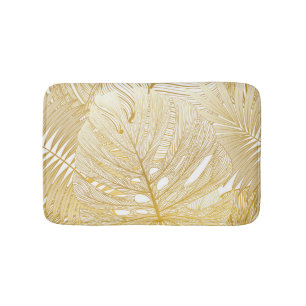 Tropical palm leaves: vintage pattern. bath mat