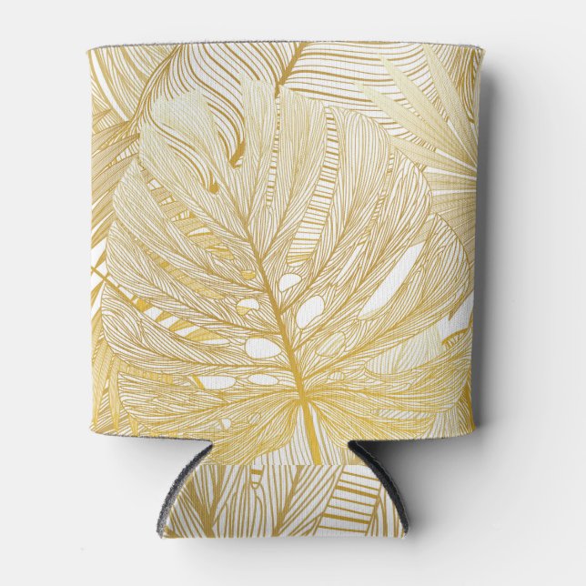 Tropical palm leaves: vintage pattern. can cooler (Front)