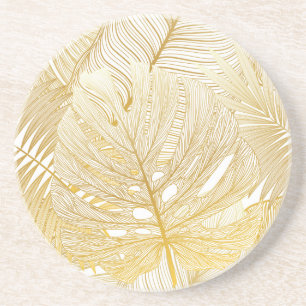 Tropical palm leaves: vintage pattern. coaster
