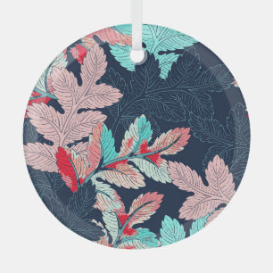 Tropical Palm Leaves: Vintage Pattern Glass Tree Decoration