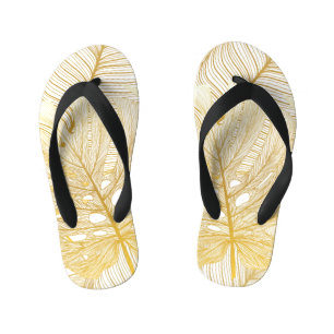 Tropical palm leaves: vintage pattern. kid's jandals