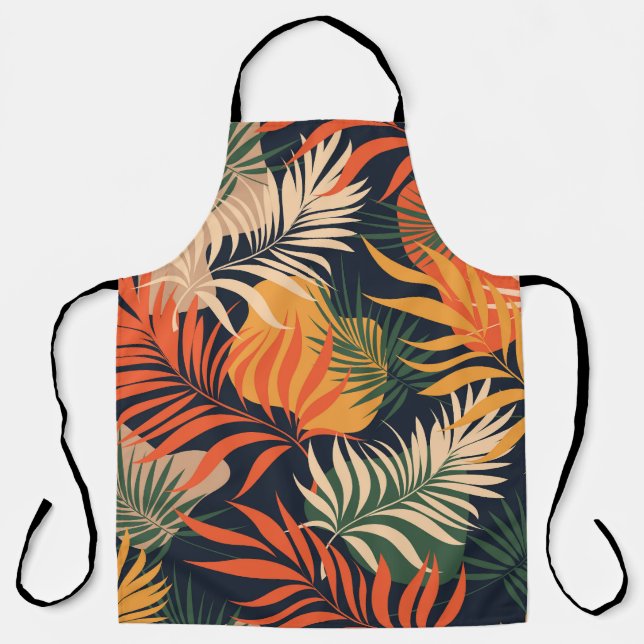 Tropical Palm Leaves: Vintage Seamless Apron (Front)
