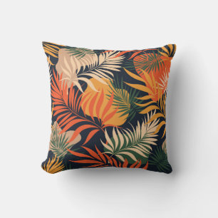 Tropical Palm Leaves: Vintage Seamless Cushion