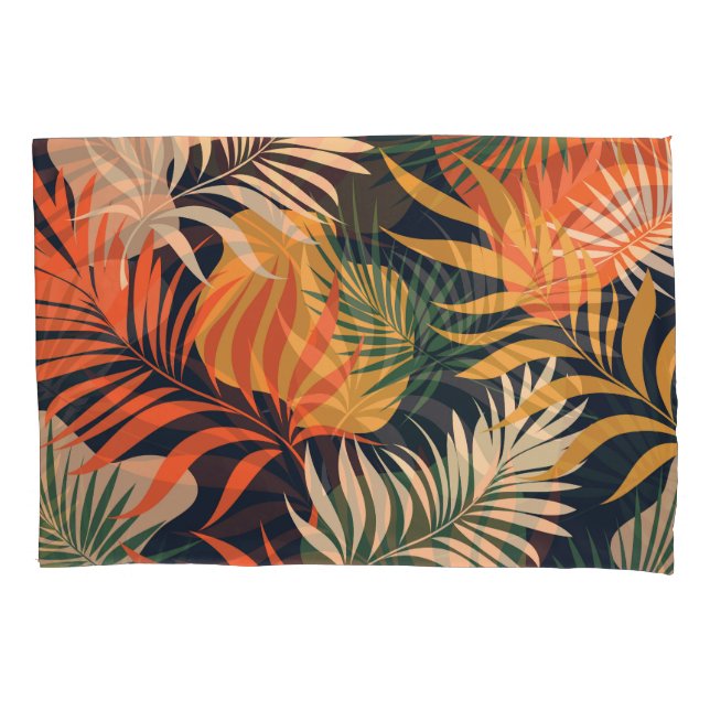 Tropical Palm Leaves: Vintage Seamless Pillowcase (Front)