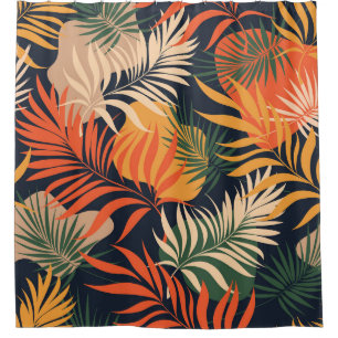 Tropical Palm Leaves: Vintage Seamless Shower Curtain
