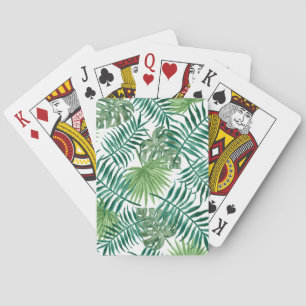 Tropical Palm Leaves Watercolor Playing Cards