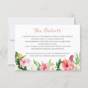 Tropical Palm Leaves Wedding Details Insert Card