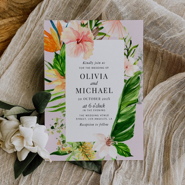tropical palm leaves wedding invitation (Creator Uploaded)