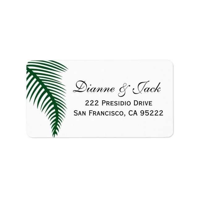 Tropical Palm Leaves Wedding Label (Front)