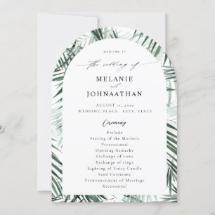 Tropical Palm Leaves Wedding Program Arc Invitation