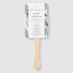 Tropical Palm Leaves Wedding Program Hand Fan