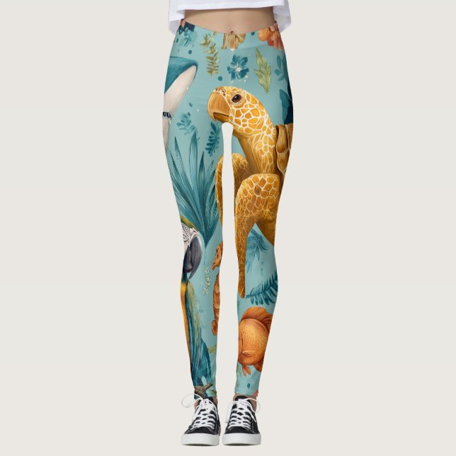 Tropical Palm Leggings (Front)