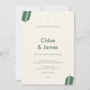 Tropical Palm Modern Wedding Invitation