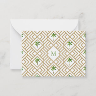 Tropical Palm Monogram Gold Geometric  Card