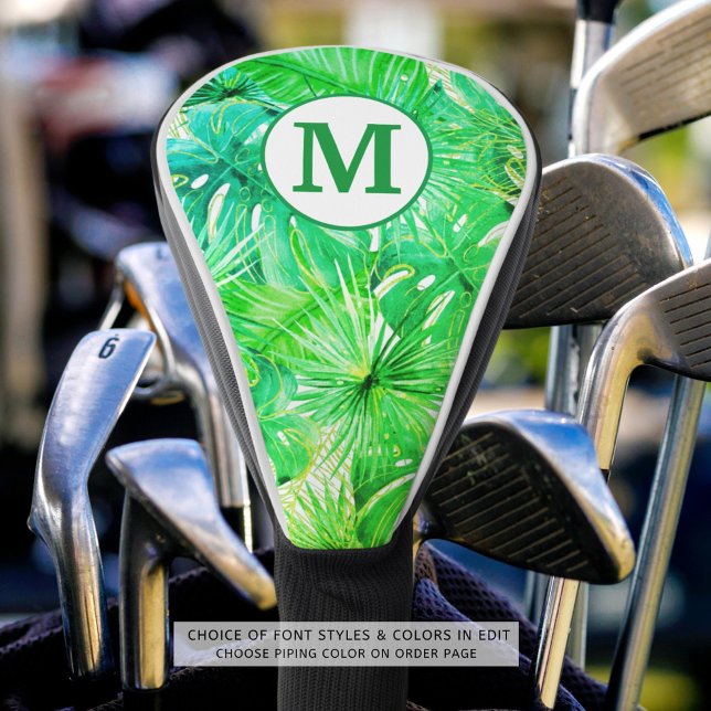 Tropical Palm Monogram Watercolor Golf Head Cover (Creator Uploaded)
