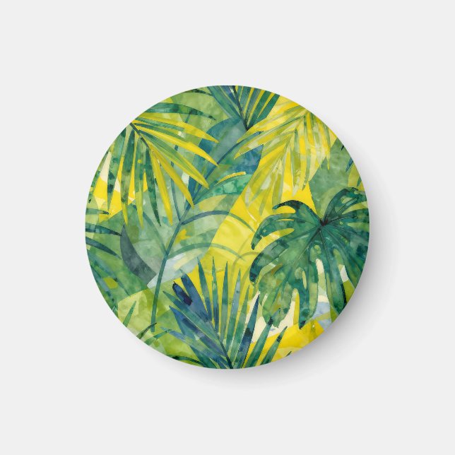 Tropical Palm Monstera Jungle Leaves Magnet (Front)