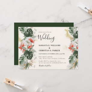 Tropical Palm   Monstera Wedding Invitation