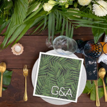 Tropical Palm Night Sky Modern Initials Wedding