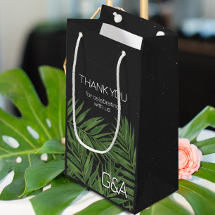 Tropical Palm Night Sky Modern Initials Wedding Small Gift Bag