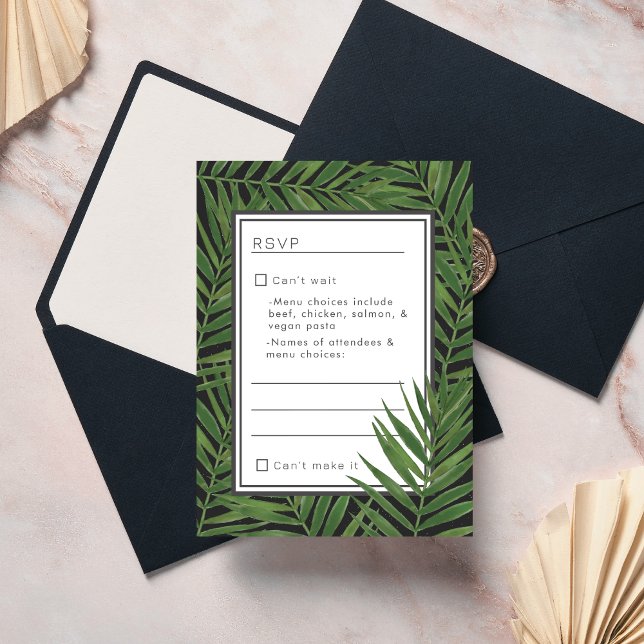Tropical Palm Night Sky Modern Minimalist RSVP Card (Creator Uploaded)