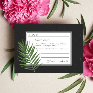 Tropical Palm Night Sky Modern Minimalist RSVP Card