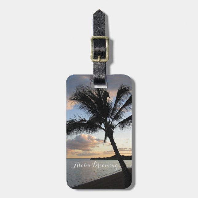 Tropical Palm Ocean Aloha Dreaming Luggage Tag (Front Vertical)