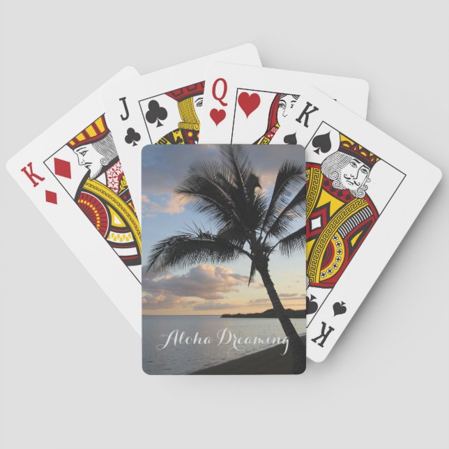 Tropical Palm Ocean Aloha Dreaming Playing Cards (Back)