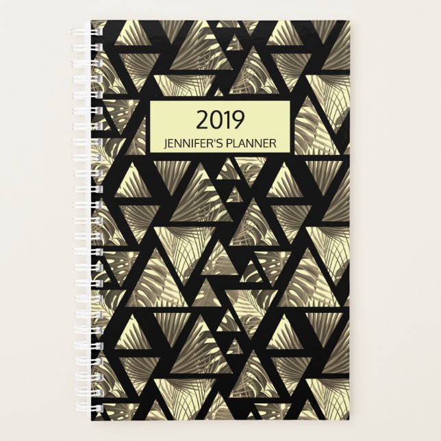 Tropical Palm Paradise Black Taupe 2019 Planner (Front)