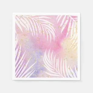 Tropical Palm Pastel Rainbow Pool Party Napkin