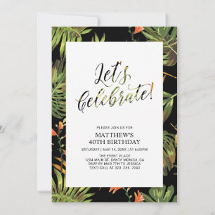 Tropical Palm Pattern Adult 40th Birthday Party Invitation