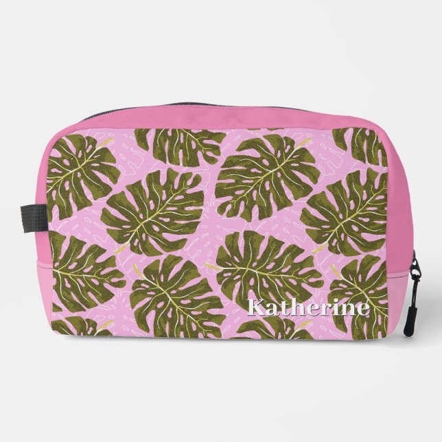 Tropical Palm Pink Green Dopp Kit (Front)