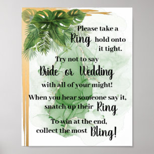 Tropical Palm Put a Ring on it Shower Game Sign