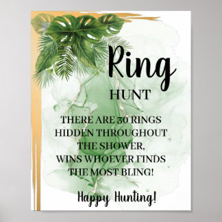 Tropical Palm Ring Hunt Bridal Shower Game Sign