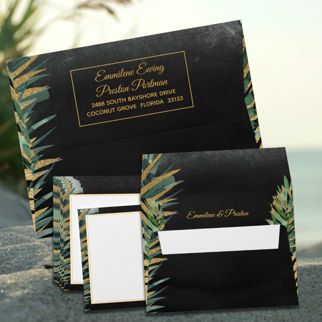 Tropical Palm Save The Date & Thank You Cards Envelope (Creator Uploaded)