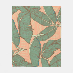 Tropical Palm: Seamless Leaf Background Fleece Blanket