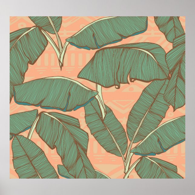 Tropical Palm: Seamless Leaf Background Poster (Front)