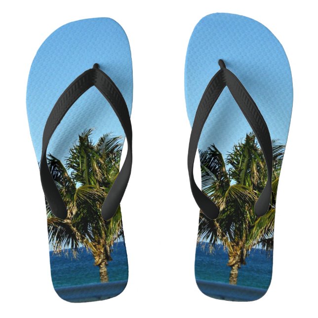 Tropical Palm Shoreline Escape Pattern Design Jandals (Footbed)