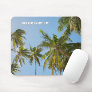 Tropical Palm sky & Motivational Aesthetic Work Mouse Pad