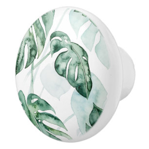 Tropical Palm Split Leaf Ceramic Knob