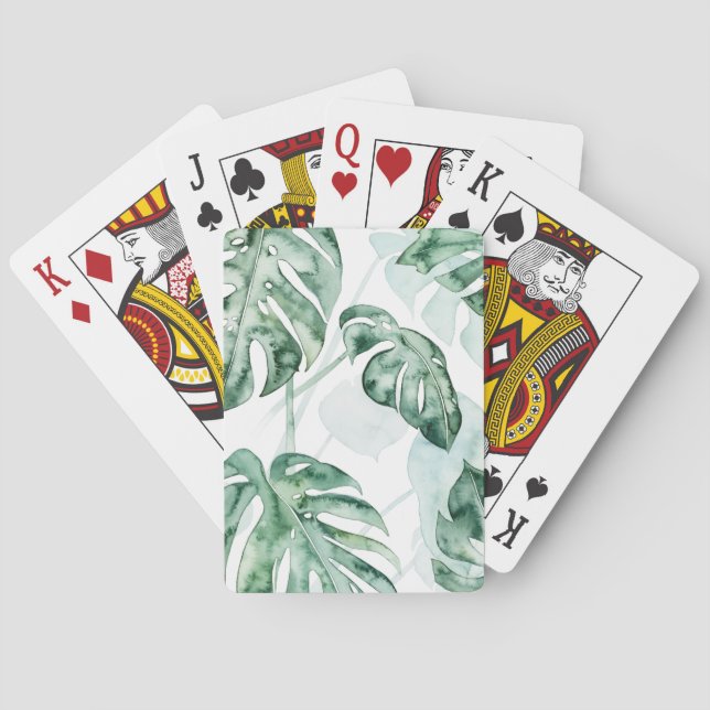 Tropical Palm Split Leaf Playing Cards (Back)