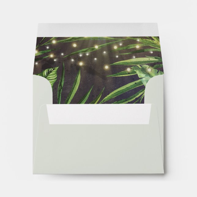 Tropical Palm String of Lights Beach RSVP Envelope (Back (Bottom))