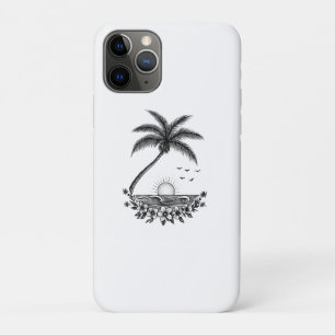 Tropical Palm Sunset – Minimalist Beach Line Art Case-Mate iPhone Case