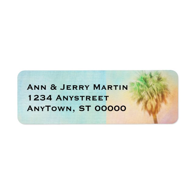 tropical palm tree art custom return address label (Front)
