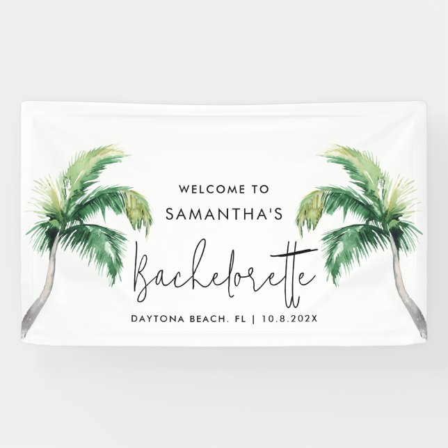 Tropical Palm Tree Bachelorette Party Welcome Banner (Horizontal)