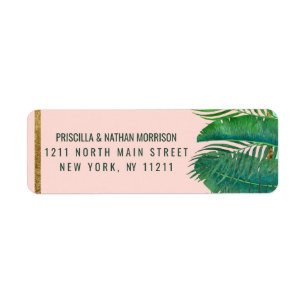 Tropical Palm Tree Banana Leaf Gold Address