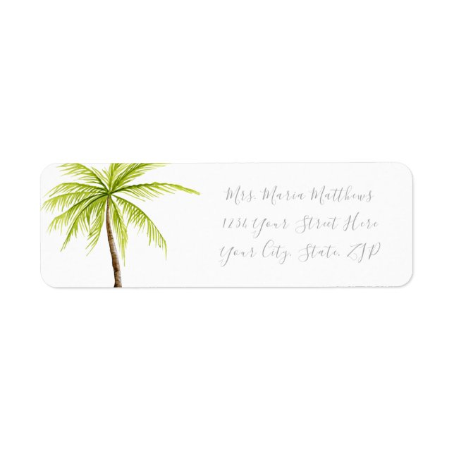 Tropical Palm Tree Beach Address Labels (Front)