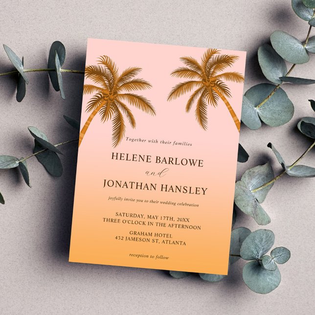 Tropical Palm Tree Beach Destination Wedding Invitation (Tropical Palm Tree Beach Destination Wedding Invitation)
