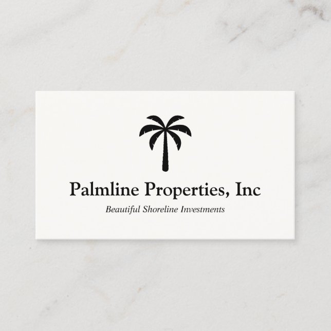 Tropical Palm Tree Beach Front Real Estate Calling Card (Front)