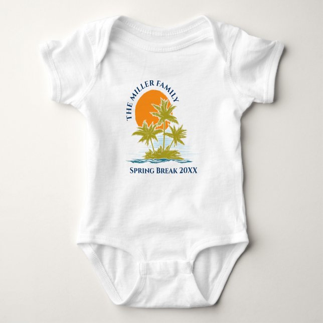 Tropical Palm Tree Beach Trip Sunset Cute Custom T-Shirt (Front)